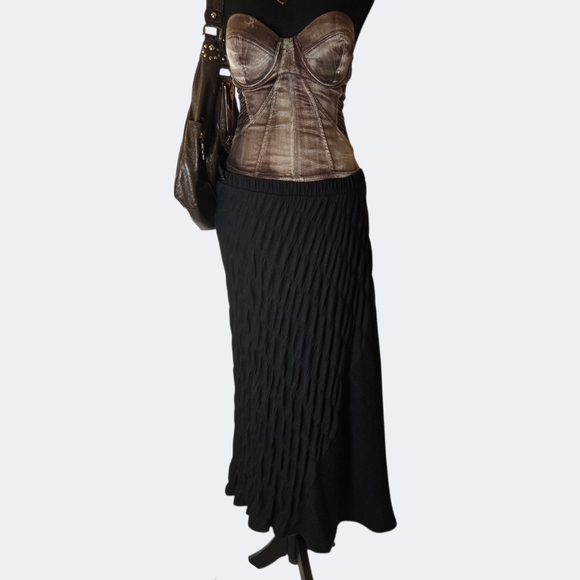 Dkny Textured Black Maxi Skirt! - Picture 1 of 9